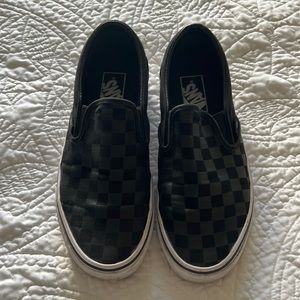 Black on black checkered VANS